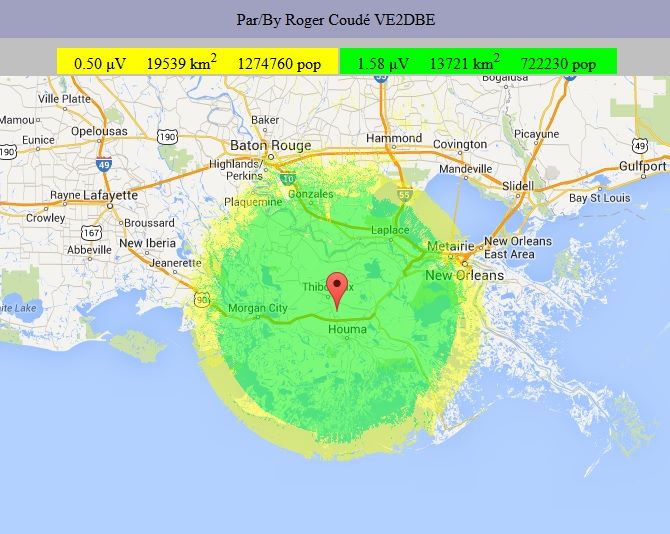 Coverage map 147.390 in Gray, LA