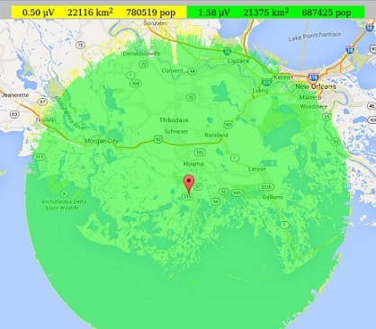 Coverage Map for 147.300 in Theriot, LA