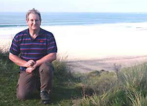 Me, Andrew Westcoot, posing in the dunes with the sea behind me
