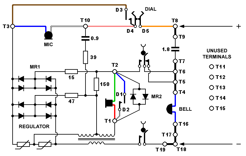 Circuit diagram of the type 746F telephone