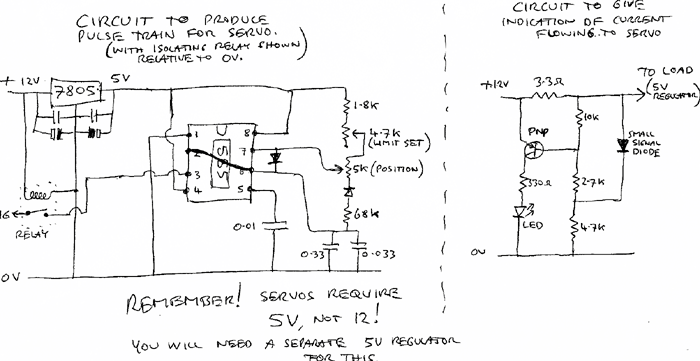 The final schematic of the servo control circuit