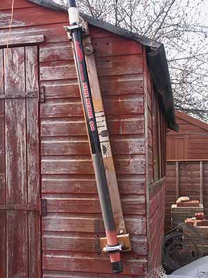Roach pole fitted to the garden shed