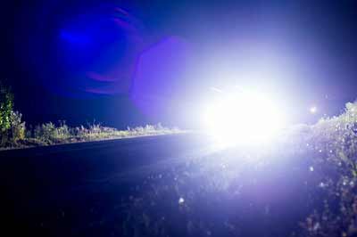 dazzling car headlights.