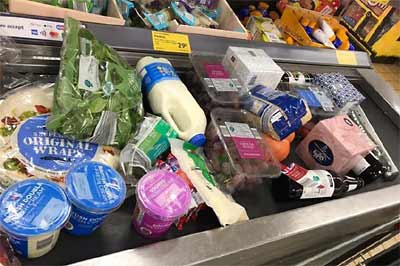 Goods at the supermarket checkout.