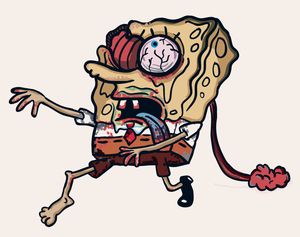 Cartoon of spongebob zombie