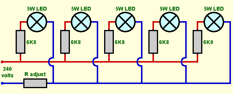 Circuit diagram to clarify how LED lamps are to be wired up.