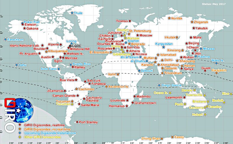 Map of GIRO ionosonde stations
