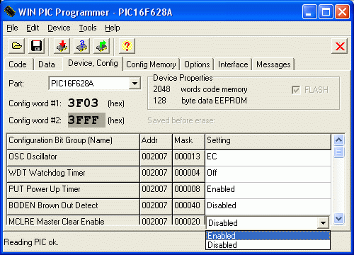 pic16f628a serial programmer software