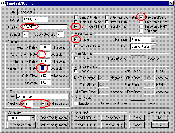 TinyTrak set for burst-after-voice