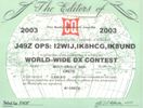 CQWW SSB 2003 Award
