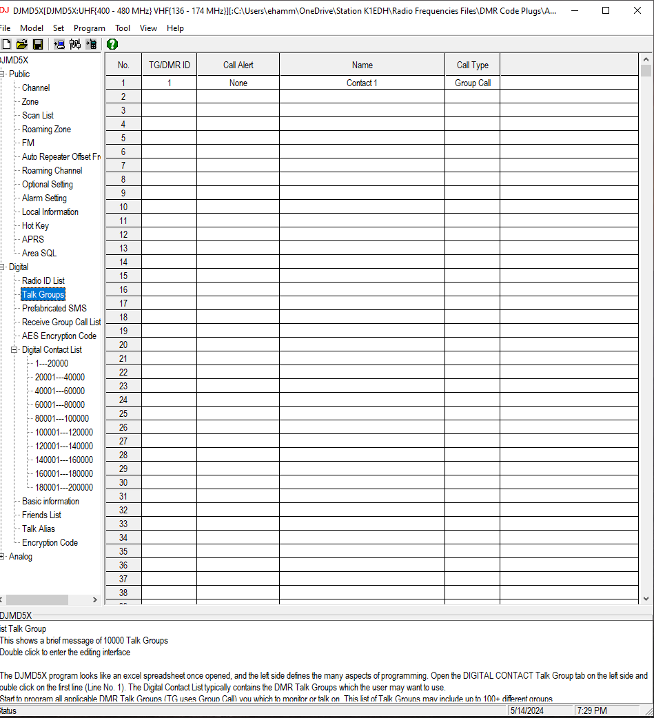 Talk Groups Example