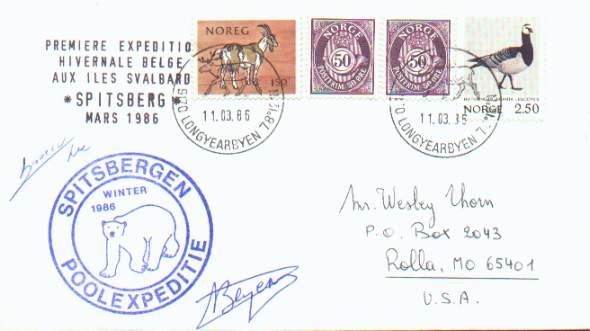 Scan of cover from the First Belgian Spitsbergen Expedition in 1986.