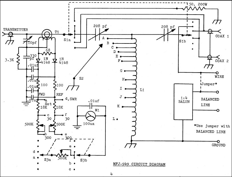 MFJ-949 Schematic Diagram.