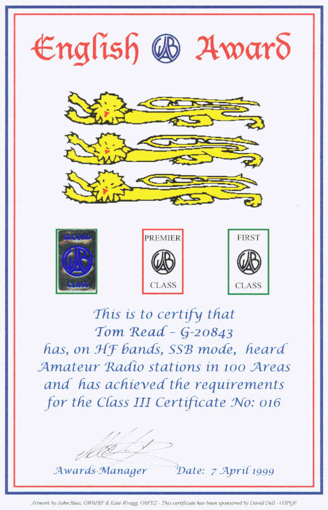 English Award (with 2nd class endorsement)