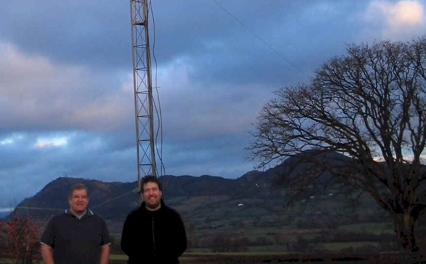 GW4BVE & M1EYP in John's garden - the higher summit to the right is Moel y Golfa MW-027