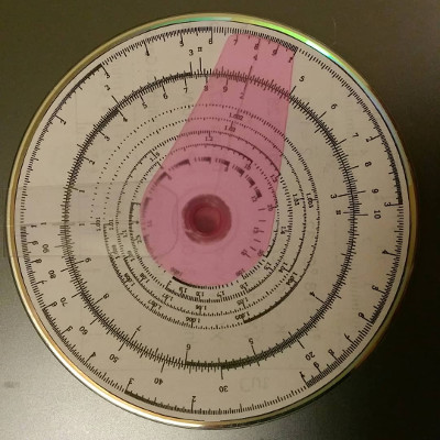 front of
        sliderule/slideround
