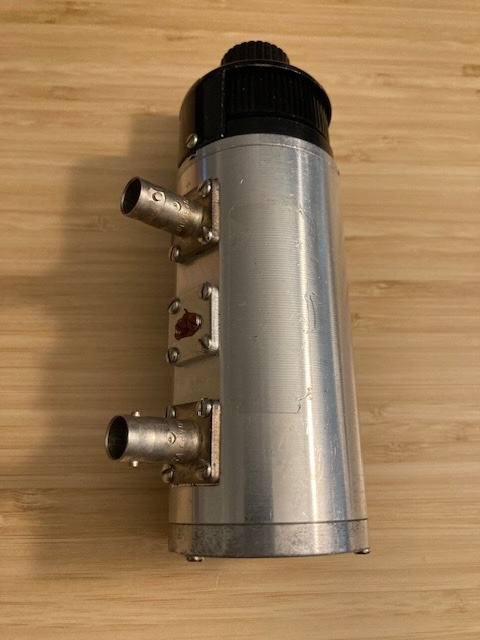Photo of TEXSCAN RA-74 75 Ohm Attenuator, 0-50 dB in 1 dB steps, DC-1GHz. Has 75 Ohm BNC-Female connectors.