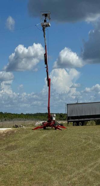 A crane lifting a power line

Description automatically generated