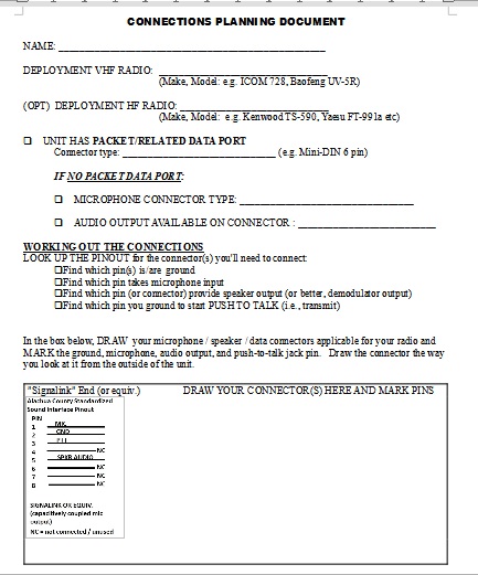 Connection Planning Document