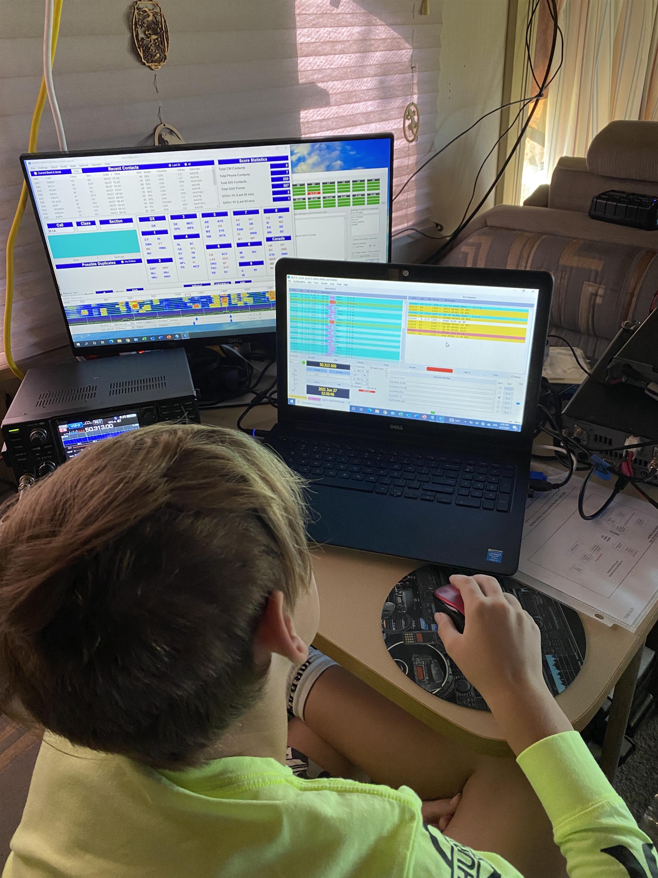 Hoyt, age 11, working stations on 50 MHz