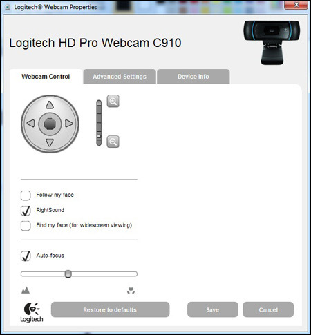 Logitech webcam B910, and C920 Auto-focus fix
