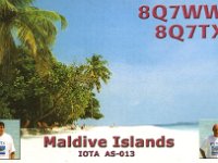 8Q7TX | 8Q7WW  - CW Year: 2000 Band: 30m | 10m Specifics: IOTA AS-013 Embudu (Emboodhoo) island. North Central Province, Kaafu (Malé) Atoll