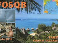 FO5QB  - SSB Year: 2000, 2001, 2002 Band: 10, 17, 20m Specifics: IOTA OC-046 Tahiti island