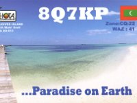 8Q7KP  - SSB Year: 2013 Band: 10, 12m Specifics: IOTA AS-013 Bodofinolhu island. North Central Province, Kaafu (Malé) Atoll
