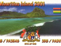 3B8/PA3BAG  -  SSB Year: 2001 Band: 10m Specifics: IOTA AF-049 mainland Mauritius