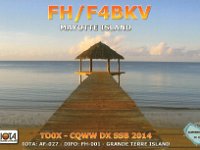 FH/F4BKV  -  SSB Year: 2014 Band: 10m Specifics: IOTA AF-027 Grande Terre island