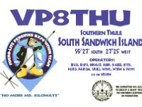 VP8THU  -  CW - SSB Year: 2002 Band: 10, 12, 15, 20, 30m Specifics: IOTA AN-009 Southern Thule island