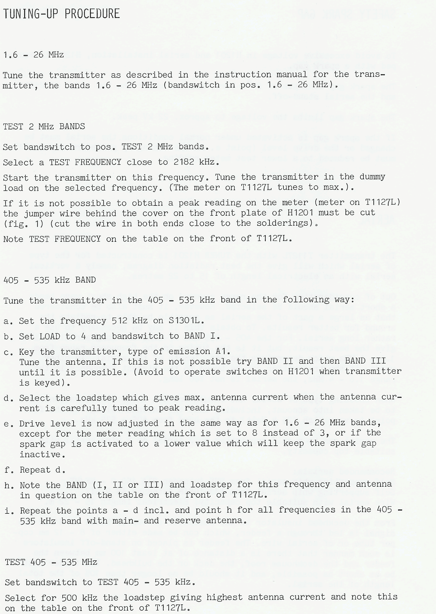 H1201 Tuning-up procedure page-0