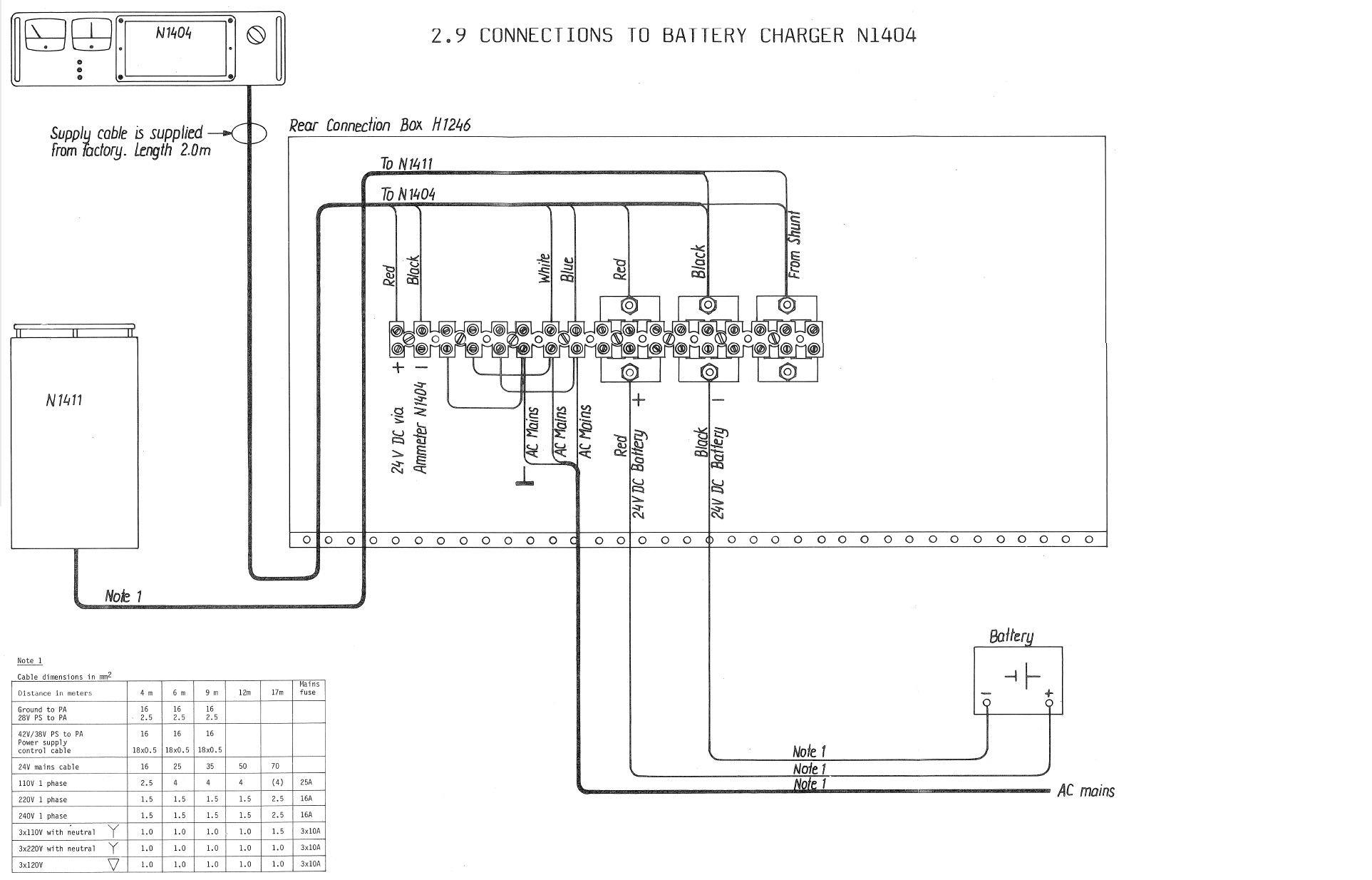 H1238 Connections to battery charger N1404