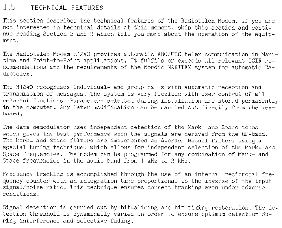 Radiotelex technical features page-1