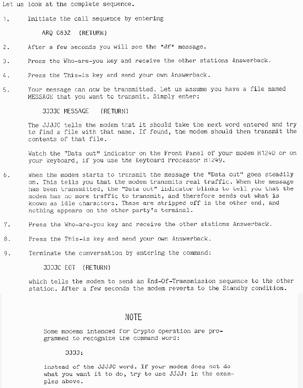 Radiotelex Usin the modem page-1