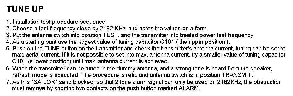 Sailor Antenna switch H225 TUNING UP text