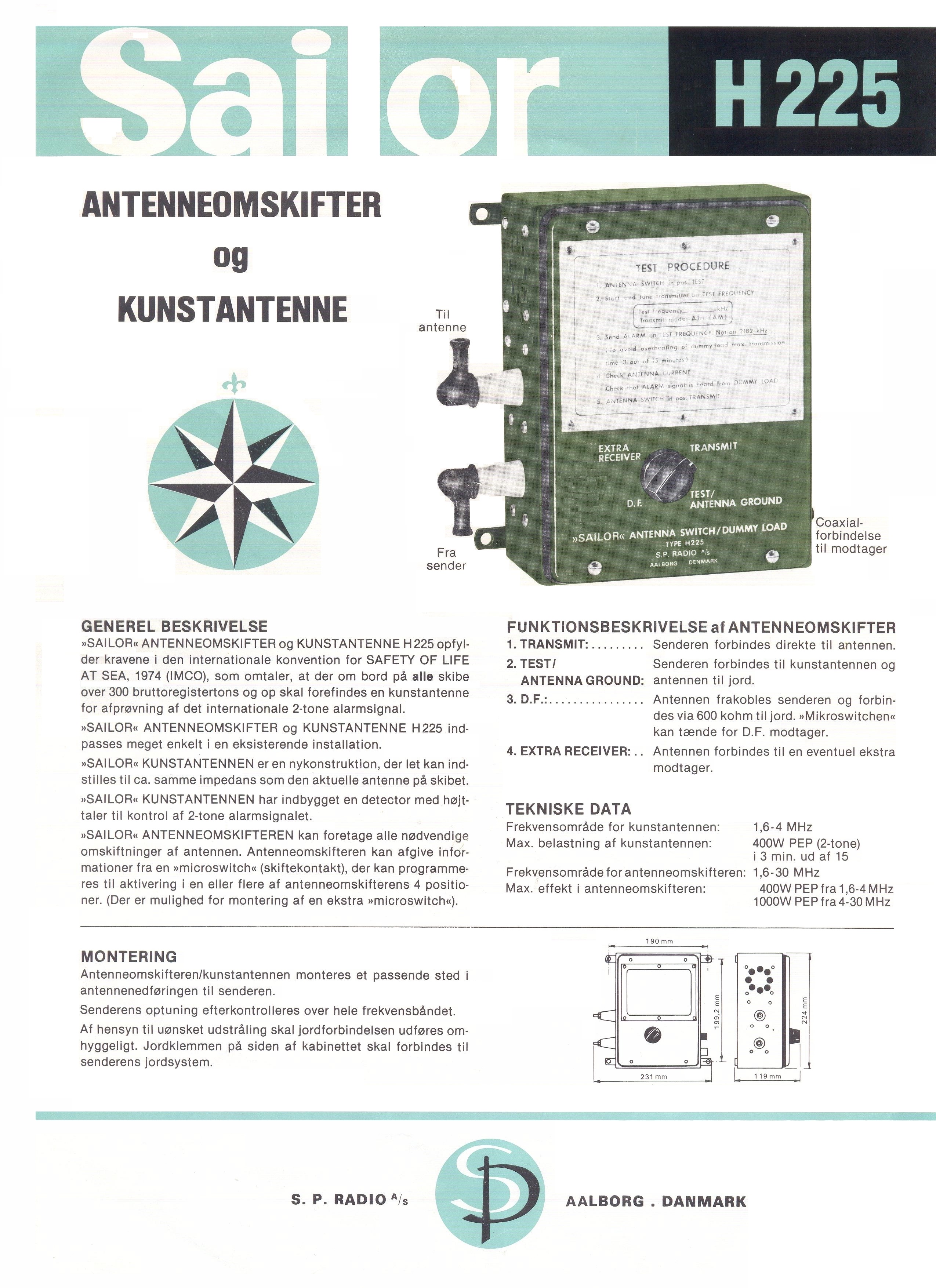 Sailor Antenna switch H225 manual page 1