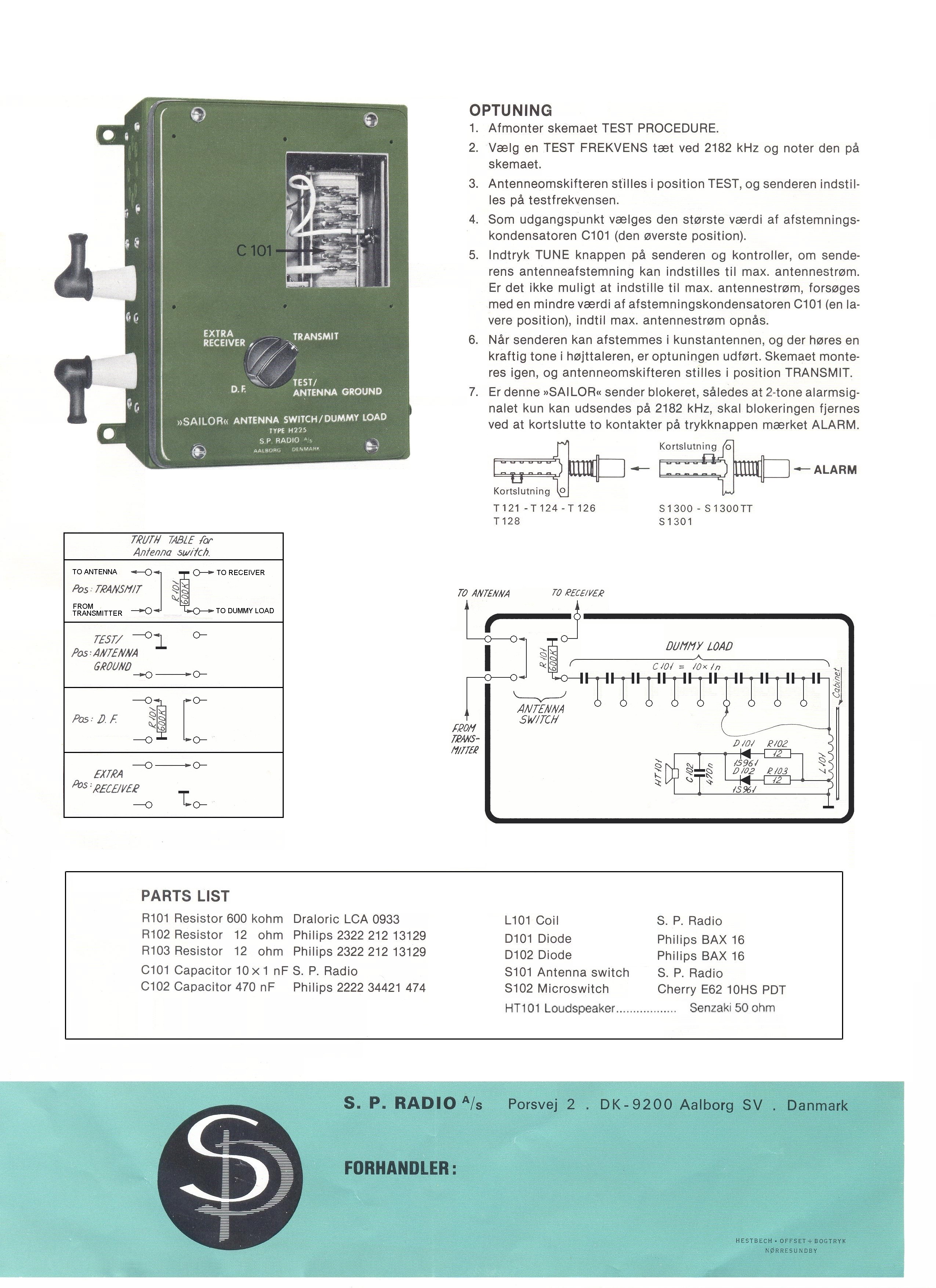 Sailor Antenna switch H225 manual page 2