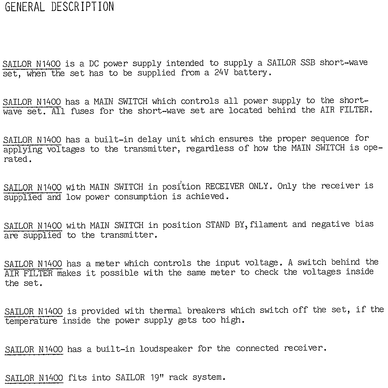 Sailor N1400 Instructions page 3