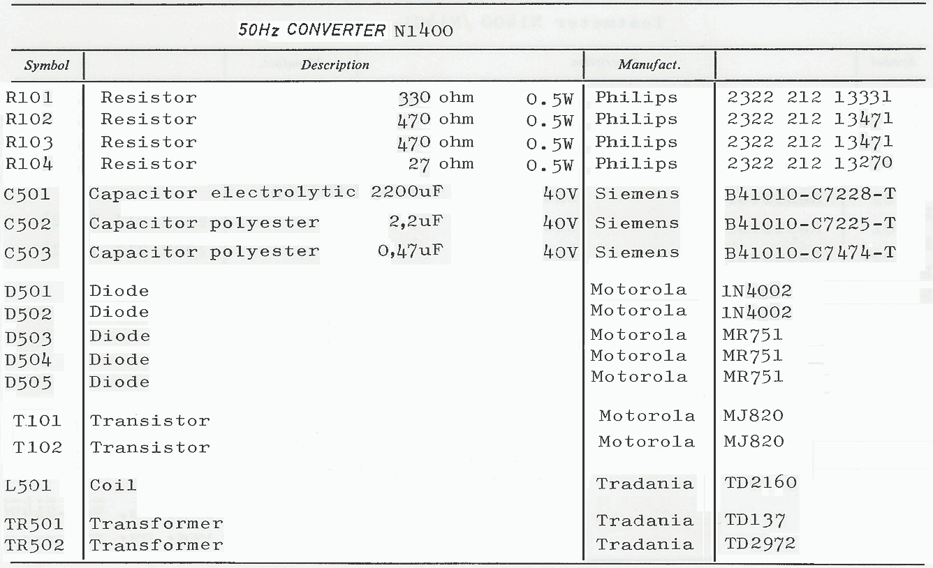 Sailor N1400 part list-500