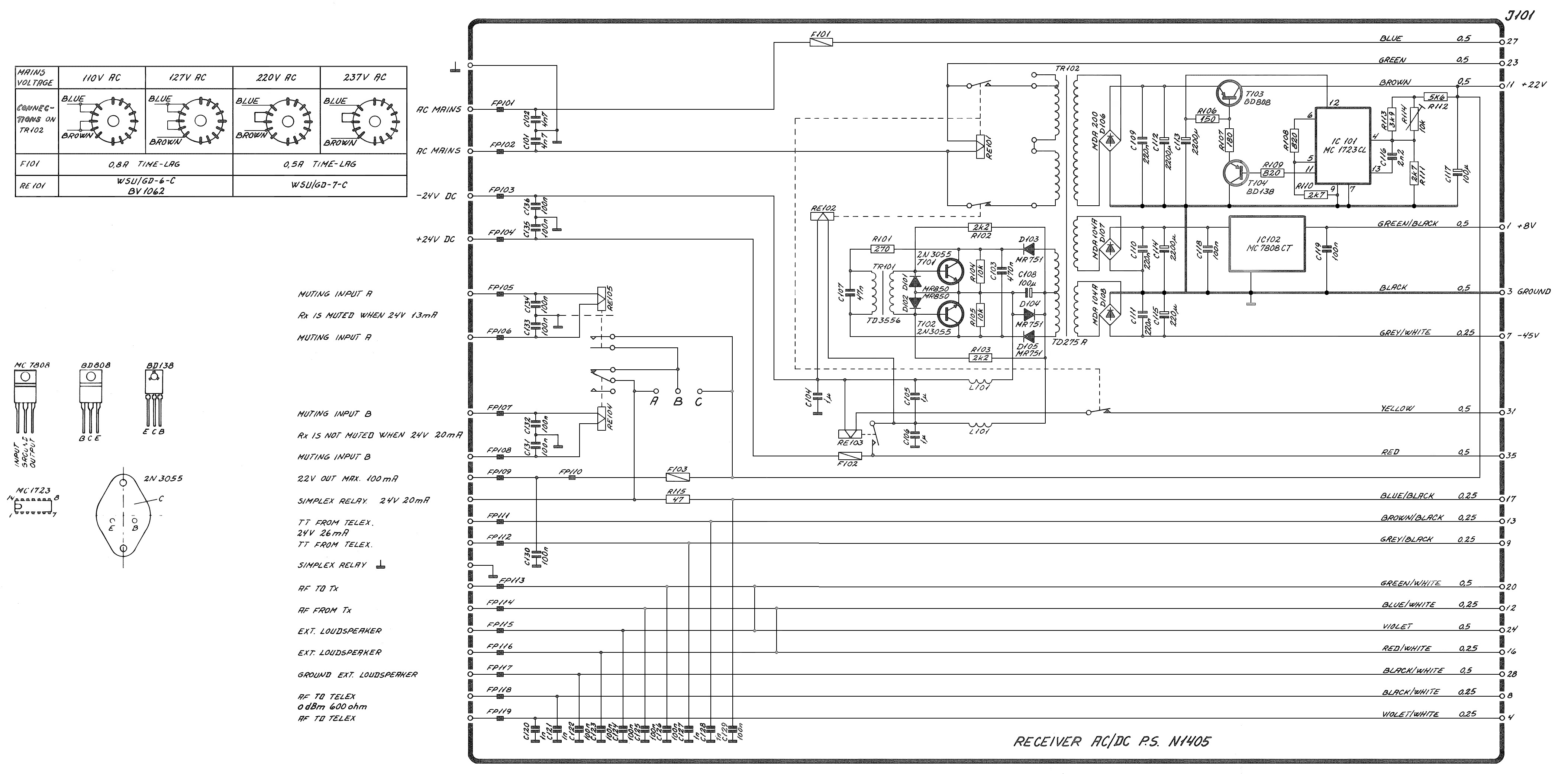 Sailor HF Radio supply N-1405 schema
