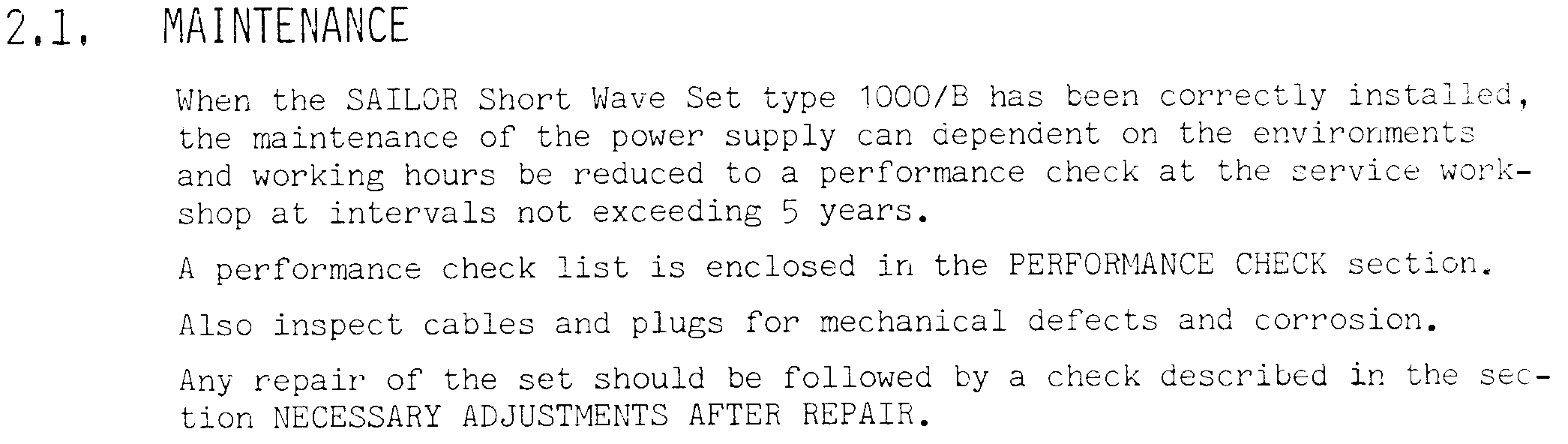 Sailor N1407 Maintenance