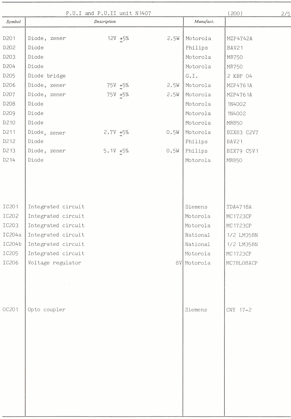 Sailor N1407 Power_uint-1_and_2 parts list 2