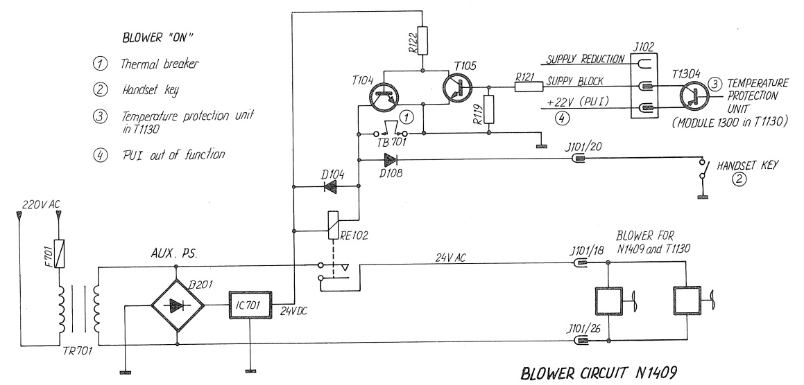 Sailor N1409 Blower circuit for N1409 and T1130