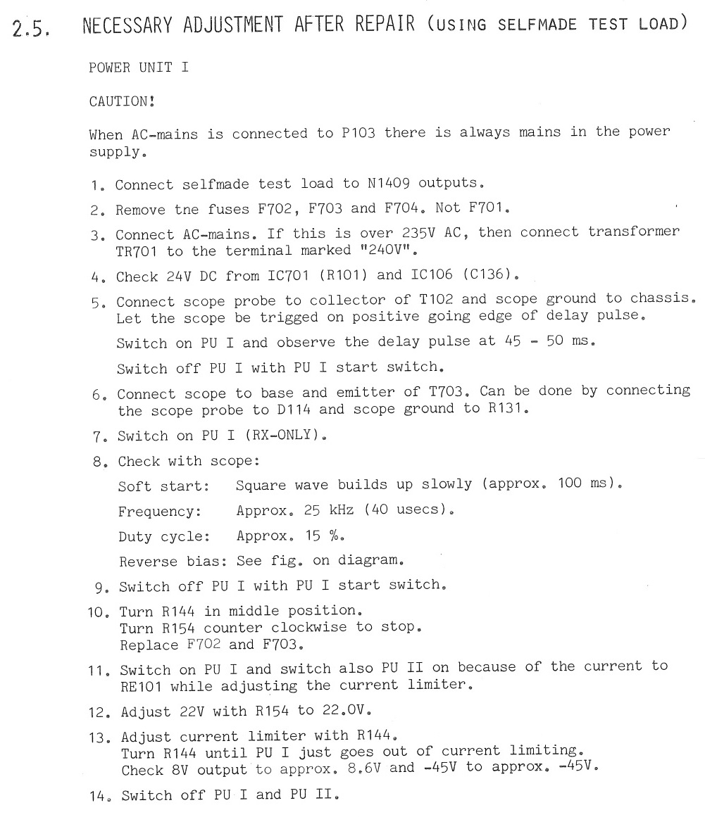Sailor N1409 Necessary adjustment procedure 1