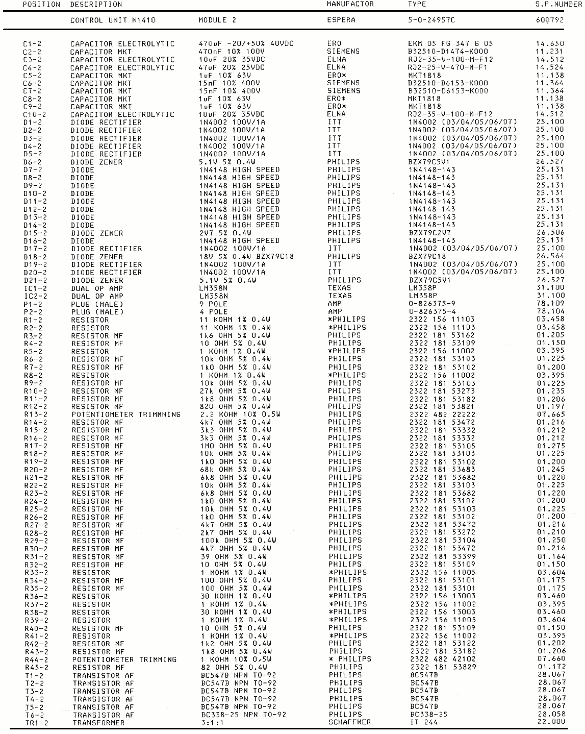 Sailor N1410 Part list module 2