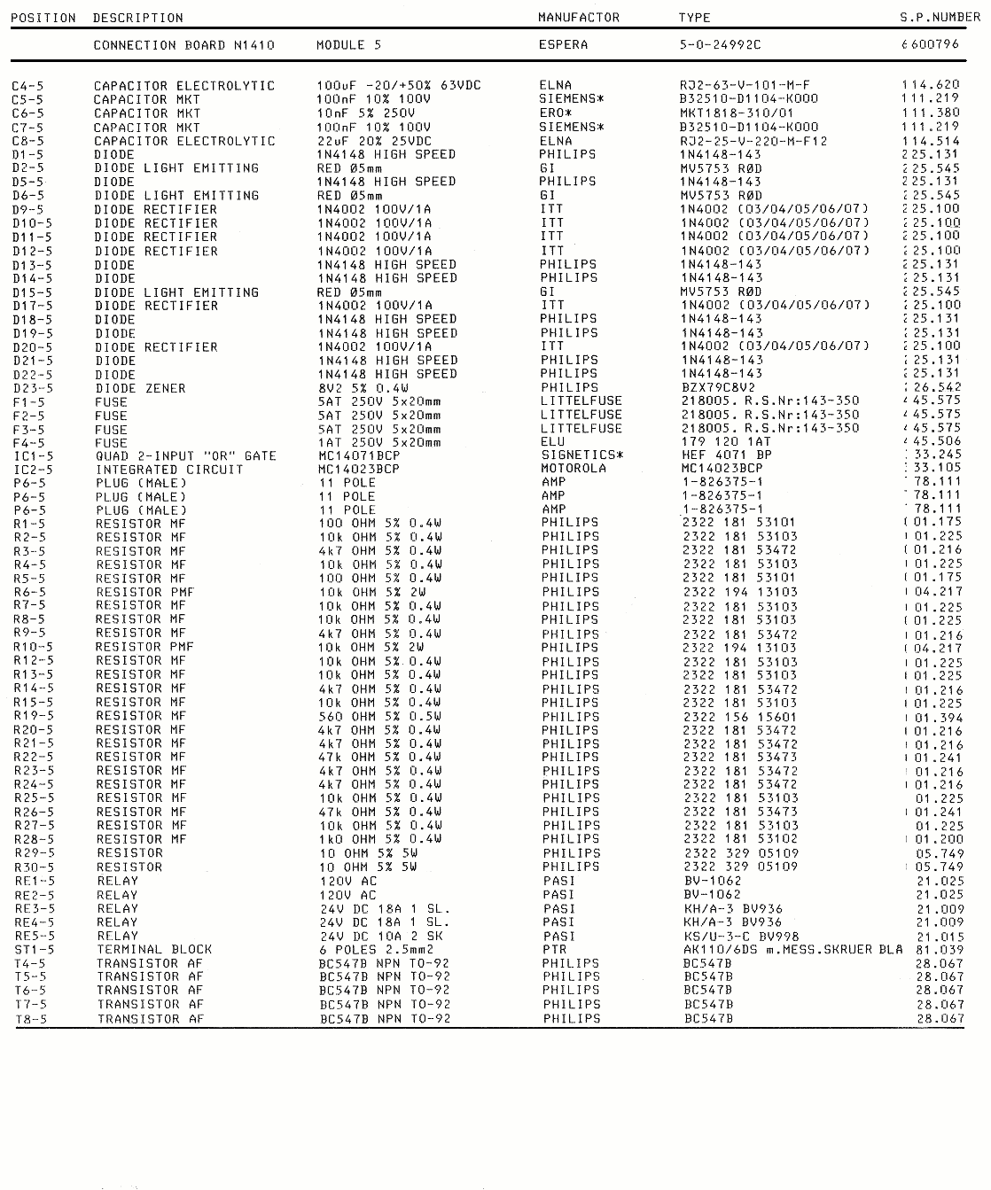 Sailor N1410 Part list module 6