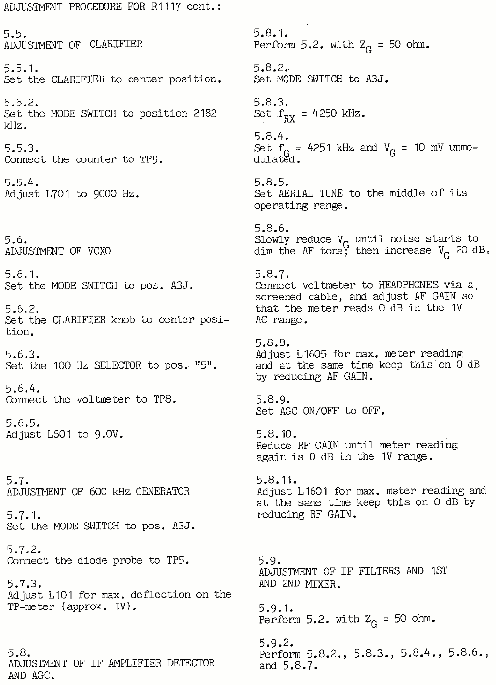 Sailor R1117 Adjustment procedure page-2