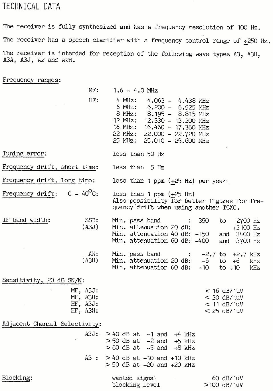 Sailor R1117 Technical data page-1