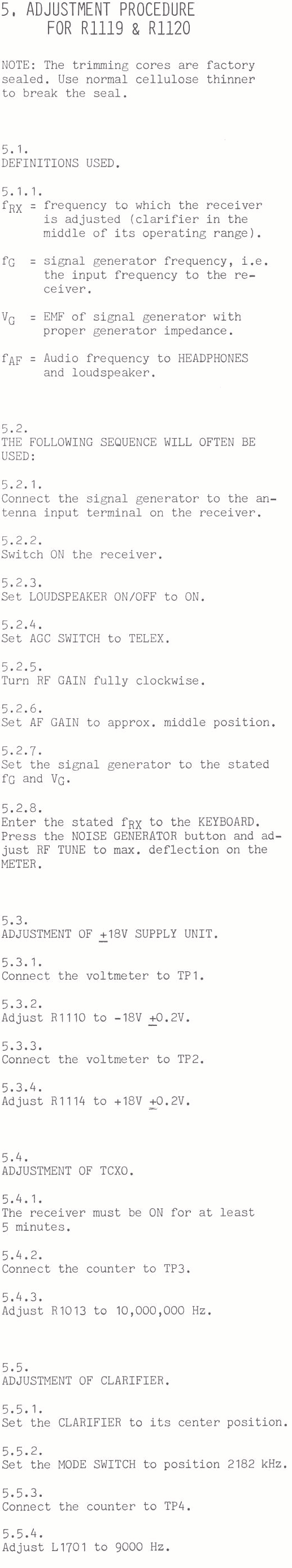 Sailor R1119 Adjustment procedure page-1